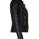 Illustration for article titled Black Womens Slim Fit Biker Diamond Quilted Kay Michaels Real Leather Jacketem/em